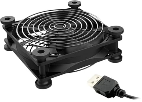 Buhdjfnke USB Exhaust Cooling Fan 120mm 5V with Metal Mesh Foot Mat for Router TV-Box Optical Modem Amplifier