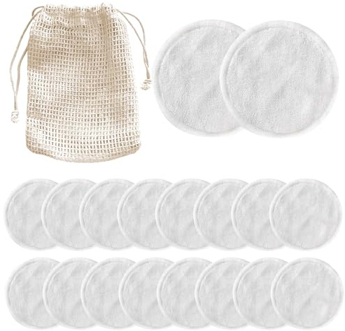20 Stück Abschminkpads Waschbar,wattepads,Cotton Pads,Wiederverwendbare Wattepads aus Bambus und Baumwolle mit Wäschesack, Abschminktücher Perfekt für Gesichtsreinigung