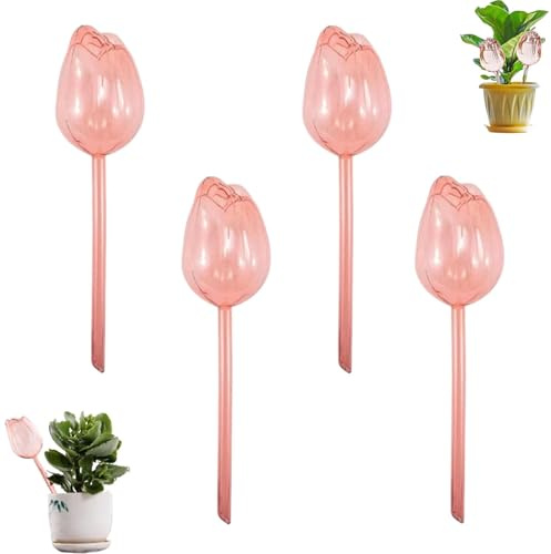 4 Pièces Ballon d'Arrosage pour Plantes, Transparent Dispositif d'Arrosage de Tulipe, Arrosage Automatique, Boules d'Irrigation pour Plante, Distributeur Eau Plantes, Arrosage Plante Interieur