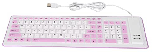 CAGUYLONA Faltbare Silikon-Tastatur, USB-kabelgebundene wasserdichte Roll-Tastatur mit 103 Tasten, leises, geräuschloses, verschleißfreies Design für PC und Laptop, tragbare waschbare Tastat (Lila)