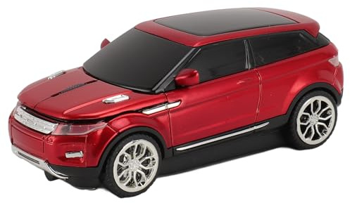 YUKERMARB 2,4 GHz Kabellose Sportwagen Maus, 1600 DPI Ergonomisch, USB Computermaus, Automatischer Ruhezustand, 3D Autoform, für Büro/Zuhause (Rot)