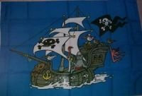 Flagge 90 x 135 : Piratenschiff in blau