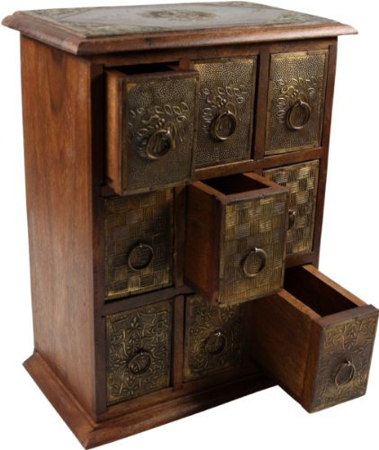 GURU SHOP Schubfachschränkchen, Apothekerschränkchen, Schmuck Schränkchen - Modell 5, 34x28x16 cm