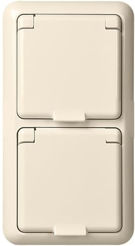 Schneider Electric 225414 Elso Fashion Steckdose 2-fach für Komplettgeräte Schutzkontakt IP44 Fab, reinweiß, 250 V, 155x53x55 mm