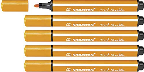 STABILO - Gefederter Dreikant-Filzstift - Trio Scribbi - 5er Pack - orange