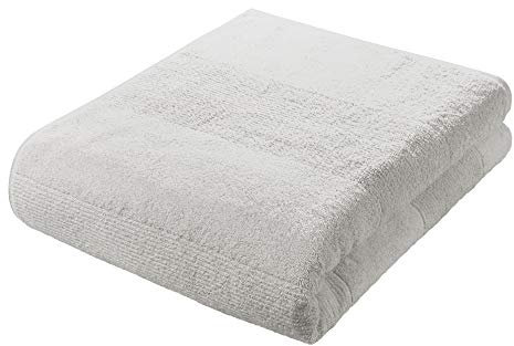 fleuresse Frottier 2828 großes Badetuch, mit Streifenbordüre und Kordelaufhänger, Ökotex Standard 100, Gewicht 550 gr. pro m², 90 x 200 cm, steingrau