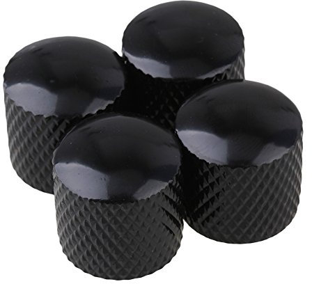 BQLZR Black Plated Metal Electric Guitar Bass Dome Tone Knobs Pack of 4