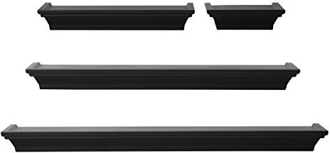 MELANNCO Schwebende Wandregale für Schlafzimmer, Wohnzimmer, Bad, Küche, Kinderzimmer, 4 Stück, Schwarz