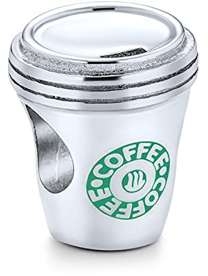 Breloque Tasse De Voyage Latte Amoureuse Tasse À Café Perle Pour Femmes Adolescents Étudiants En Argent Sterling .925 Compatible Avec Bracelet Charm Européen