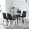 YULU Graue Stühle Esszimmer 4er Set Modern rechteckiges Küchen-Esstisch und Schwarze Velours-Essstühle mit Metallbeine, für Restaurants, Küchen, Büros, Wohnzimmer, Speisesaale (120 cm + Schwarz)