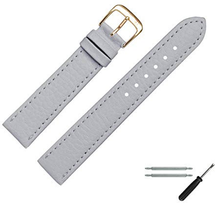 MARBURGER Uhrenarmband 20mm Leder Vegan Grau - Werkzeug Montage Set 5202015000220