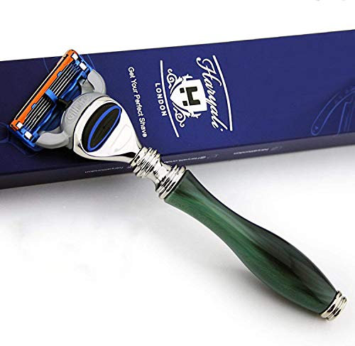 Neu Edition 5 Edge Patrone Rasierer Featuring Neu Top Klasse Moosgrün Harz Handstück - Spezial Collection von Haryali London - Tief Rasieren Klassisch Qualität