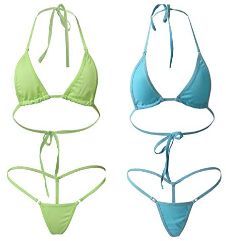 HNJZX Damen Mikro-Bikini, zweiteilig, Bademode, Strandmode, Größe 6, 8, 10, Sexy Tiny String Bikini-Sets, D, Einheitsgröße