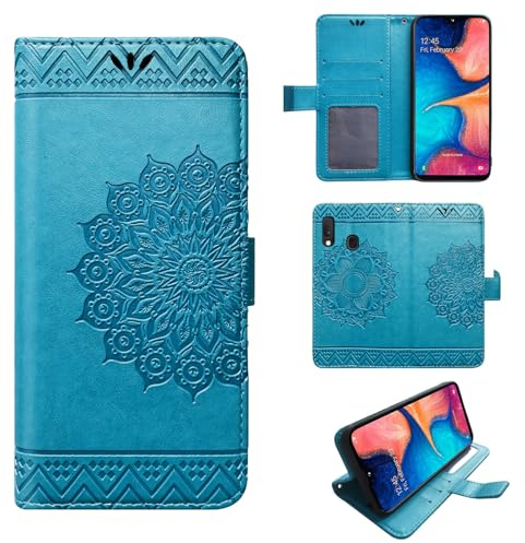 Hülle Kompatibel mit Samsung Galaxy J4+ | Klapphülle Schutzhülle mit Kartenfächer Kompatibel für Galaxy J4+ | Magnetverschluss Flip Case | Blau