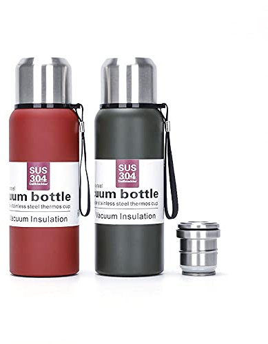 sans BPA Mug Isotherme de Voyage,Bouilloire Portable en Acier Inoxydable de 500 ML, Tasse Thermos pour Sports de Plein air-Vert,Camping Isotherme Anti-Fuite d'eau Mug