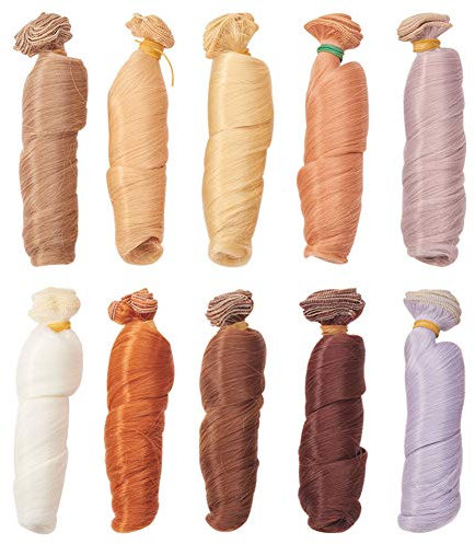 WANDIC Peluca, 10 Colores de 10 Piezas de Alambre de Alta Temperatura rizos Peluca para Artes y Manualidades, fabricación de muñecas, Disfraz de Mujer