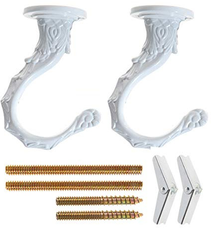 Uotyle Swag Ceiling Hooks for Hanging Plants Heavy Duty with Hardware Set for Ceiling Installation Cavity Wall Fixing White,Pack of 2