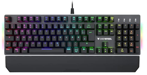 Oversteel TITANIUM - Mechanische Gaming-Tastatur, RGB, Rot Switch, deutsches Layout