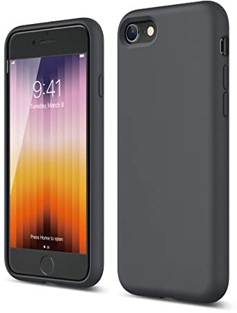 elago Premium Silicone Case for iPhone SE 3 (2022), SE 2020, iPhone 8 & 7, Full Body Protection, Shockproof 3 Layer Structure, Dark Grey