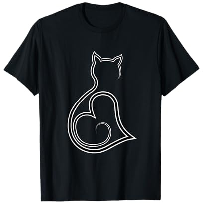 Katzen Line Art Kätzchen und Katzenliebhaber | süßes Katzen T-Shirt
