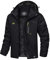 TACVASEN Herren Winterarbeitsjacken Outdoorjacke Snowboardjacke Warme Verdickete Winterjacke Kapuzenjacke für Männer, Schwarz, 3XL