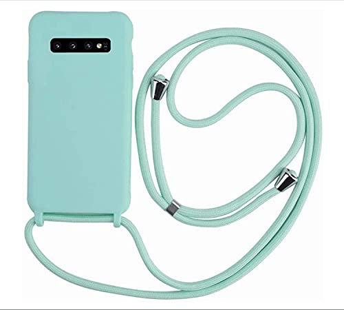 MEIVS Schutzhülle kompatibel mit Samsung Galaxy S10, verstellbar, mit Silikon-Kordel zum Umhängen, Hellgrün