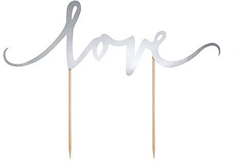 Schnooridoo Cake Topper Kuchen Dekorieren Torten Deko Hochzeit Geburtstag (Love Silber)