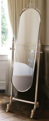 Casa Padrino Luxus Barock Standspiegel Silber/Gold 51 x 41 x H. 165 cm - Edler Messing Spiegel - Badezimmer Spiegel - Schlafzimmer Spiegel - Barock Möbel - Luxus Qualität