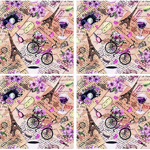 Serviette 3-lagig, 33 x 33 cm, 40 Stück, Voyage à Paris, Frankreich, Reise, Tägliche Serviette, Blumen, Städte Motivservietten, Papierservietten