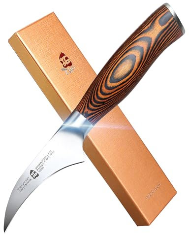 TUO Paring Knife, Small Kitchen Knife 2.5 Inch, German High Carbon Stainless Steel Ultra Sharp Forged Fruit Knife with Full Tang Pakkawood Handle, Gift Box-Fiery Phoenix Series