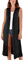 STAR FASHION Woman’s Open Front Sleeveless Maxi Long Length Boyfriend Cardigan Ladies Plain Blazer Waistcoat Floaty Top Duster Jacket UK 16-18 Black