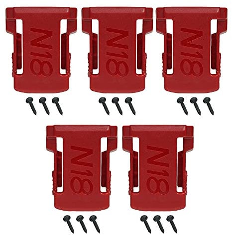 5 Pcs Tool Battery Holder Mount for Milwaukee Battery Cover Belt Clip Battery Dock Holder Mount on Shelf Wall Battery Storage Organizer Fit for M18 48-11-1820 48-11-1850 48-11-1860 48-11-1828