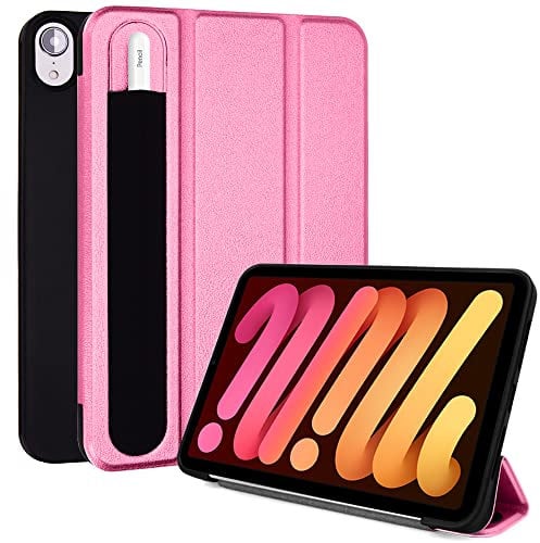 TECHGEAR iPad Mini 7 / Mini 6 (7th & 6th Generation) Smart Case [Pencil Holder] Slim Flip Case Tri-fold Stand Cover with Corner Protection [Auto Wake/Sleep] for iPad Mini 8.3 2024/2021 - Pink