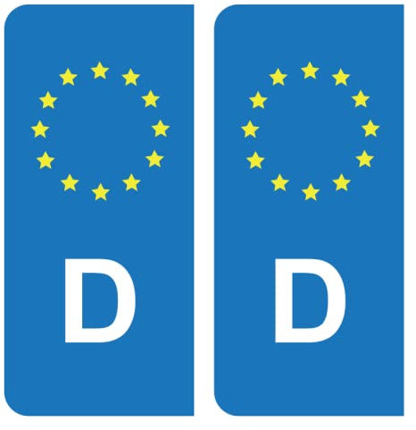HADEXIA Aufkleber, Nummernschild, D, Deutschland, EU, Blau