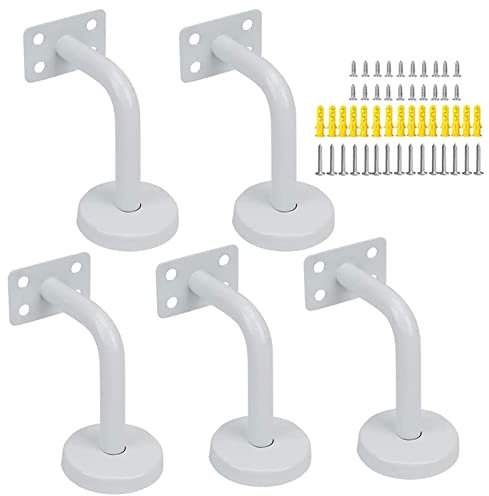 Supporti per corrimano 5 pezzi, Supporti corrimano per corridoi, corrimano a parete, per scale interne, Acciaio inossidabile, 60*80cm, bianco