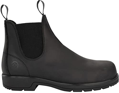 »1888 STEEL TOE« Sicherheitsschuh | Made in Portugal | Stahlkappe CE zertifiziert | Öl- u. Säureresistente Sohle | Komforteinlegsohle | Robustes Leder |Arbeits-Schuh Stall-Stiefelette | Schwarz Gr. 39