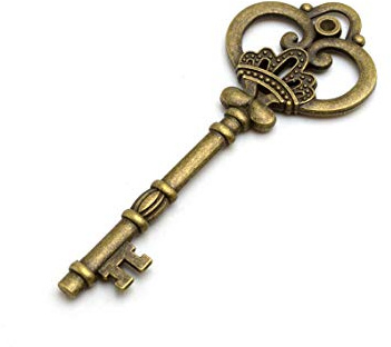 Schlüssel in antik Bronze mit Krone und Fassung für einen Strassstein zur Hochzeit als Deko oder für DIY Schmuck