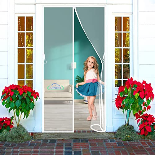 Zanzariera Magnetica Porta Finestra Tenda Anti Zanzare, 215x245 cm Adsorbimento Magnetico L'aria può Circolare Liberamente per Finestre A Battenti, Bianca, Nuova Versione