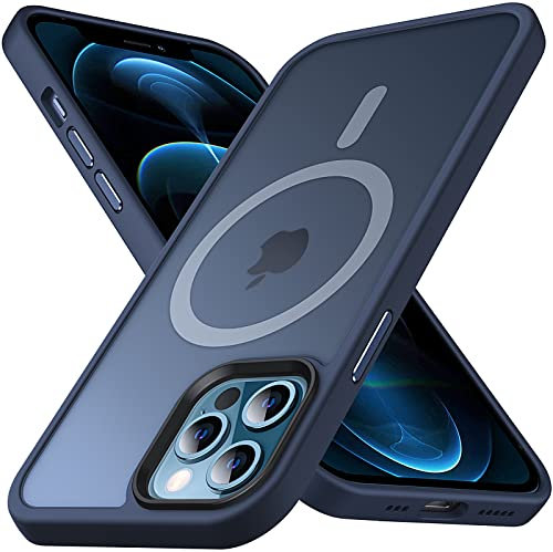 Anqrp Design for iPhone 12 Pro Max Magnetic Case, Compatible with Magsafe, Shockproof Soft TPU Bumper, Scratch-Resistant Back, Anti Fingerprint for iPhone 12 Pro Max Cover 6.7, Blue