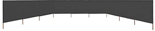 Gecheer Windschutzgewebe Faltbar Windschutz Sichtschutz Sonnenschutz Camping Balkon Terrasse Garten Zaun Strand 9-TLG. 1200 x 120 cm (L x H),Pfostenhöhe: 150 cm,Anthrazit