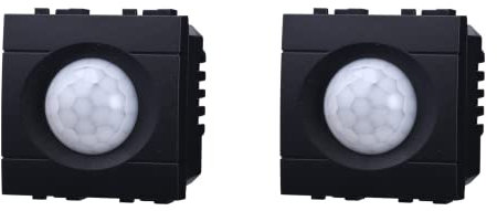2 Pezzi Sensore Movimento PIR 2 Moduli, Compatibile Con Bticino Living Light (Nero)