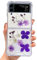 Efitoo Custodia trasparente per Samsung Galaxy Z Flip 4 5G, motivo floreale pressato glitterato, in TPU e policarbonato, per donne e ragazze, estetica, viola, per Z Flip 4 (fiore d'uva)