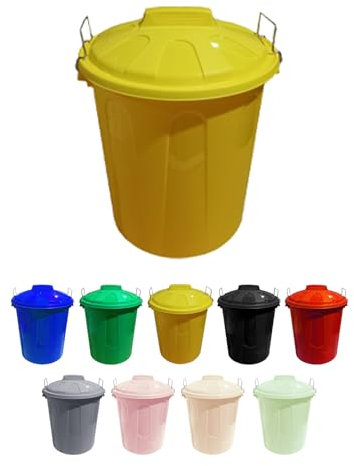 Jardin202 - Cubo Basura de plástico con Tapadera | Cubo almacenaje y reciclar (21 litros, Amarillo)