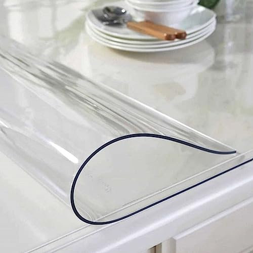 Artwelt Mantel Transparente Lámina de Mesa 2.0mm Impermeable Lavable Anti-Manchas Policloruro de Vinilo para Exterior y Cocina Lámina de Protección de Mesa Tamaño Deseado (130cm X 90cm)