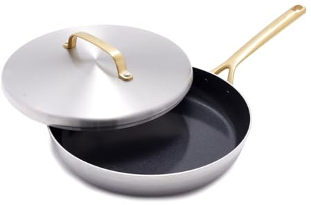 GreenPan GP5 Bratpfanne aus Edelstahl, 5-lagig, 30,5 cm, mit Deckel, gesunde Keramik-Antihaftbeschichtung, PFAS-frei, induktionsgeeignet, goldfarbene Griffe, spülmaschinen- und ofenfest