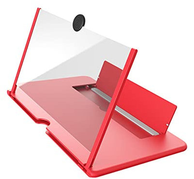 Handy Bildschirmlupe 12 Zoll Handy Bildschirmvergrößerung Faltbarer Telefon Bildschirmlupe für alle Smartphone, Geschenke, Rot