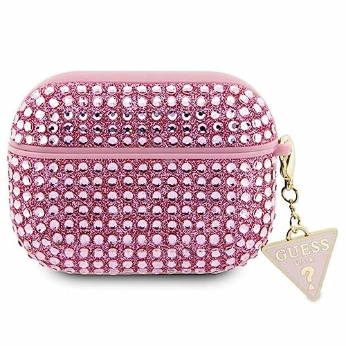 Guess GUAPHDGTPP Hülle für AirPods Pro Rosa Rhinestone Triangle Charm