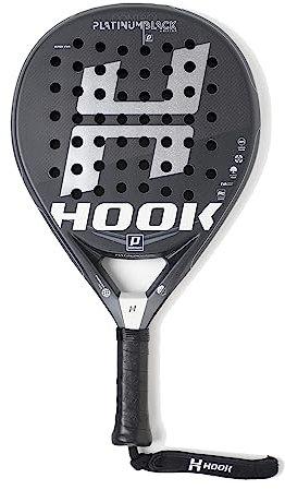 Hook - Pala de Pádel Unisex - Platinum Black Spyder Special Edition - 355/365 g - 100% Carbono - Control Explosivo 95% - EVA - Balance Medio - Tacto Arena - Redonda
