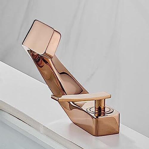 Basin Mixer Tap Waterfall Brass Basin Tap-Rose Gold