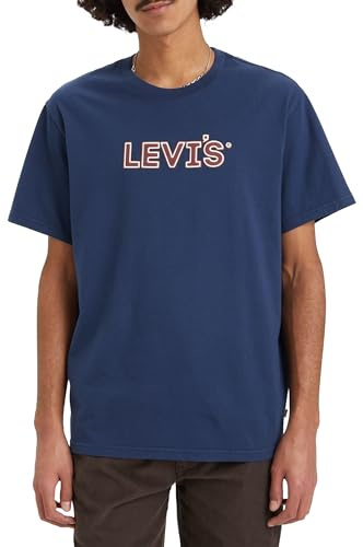 Levi's Men's SS Relaxed Fit Tee T-Shirt, Padded Hl Logo Dress Blues, S